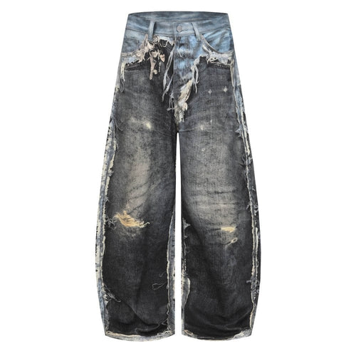 Destroyed Scimitar Jeans in Smoky Blue Black