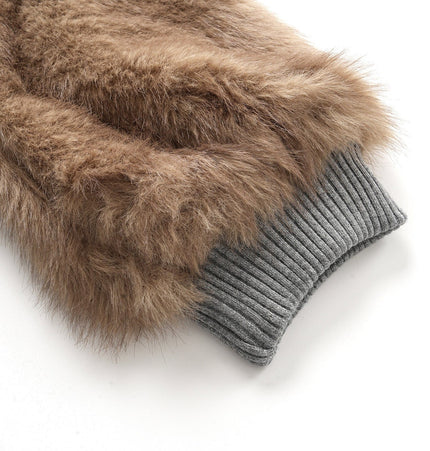 TALKLESSFASHION American Faux Fur Cropped Layered Jacket