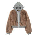 TALKLESSFASHION American Faux Fur Cropped Layered Jacket
