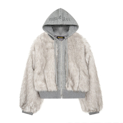 TALKLESSFASHION American Faux Fur Cropped Layered Jacket