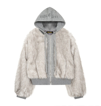 TALKLESSFASHION American Faux Fur Cropped Layered Jacket