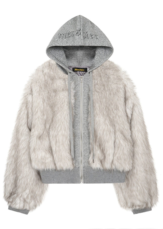 TALKLESSFASHION American Faux Fur Cropped Layered Jacket