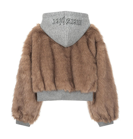 TALKLESSFASHION American Faux Fur Cropped Layered Jacket