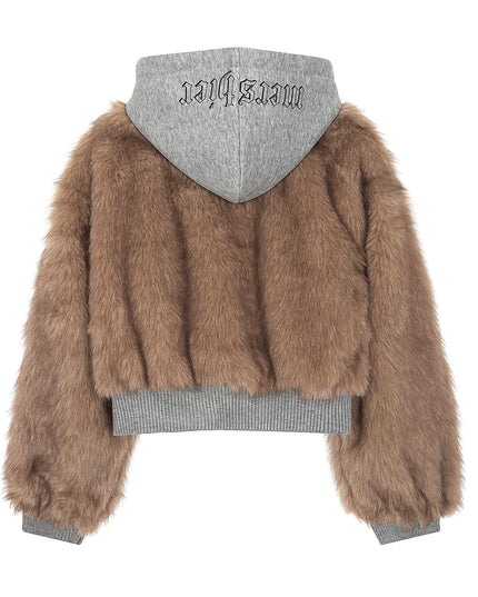 TALKLESSFASHION American Faux Fur Cropped Layered Jacket