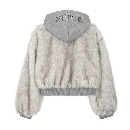 TALKLESSFASHION American Faux Fur Cropped Layered Jacket