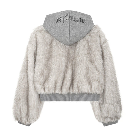 TALKLESSFASHION American Faux Fur Cropped Layered Jacket
