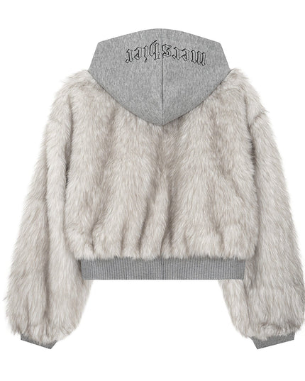 TALKLESSFASHION American Faux Fur Cropped Layered Jacket