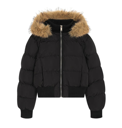 TALKLESSFASHION American Fur Collar Cropped Puffer