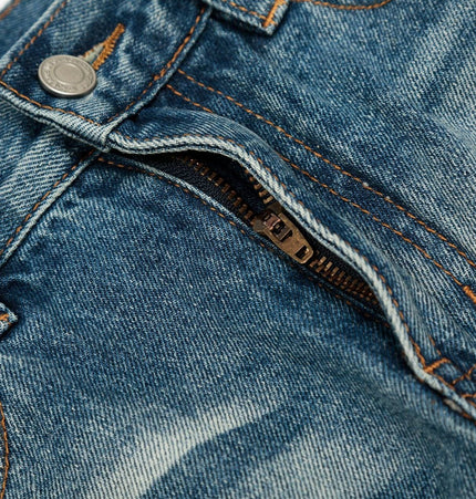 THETLSTUDIO American high street washed cat beard jeans for men and women couples cleanfit retro straight leg slim trousers trend