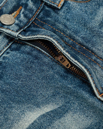TALKLESSFASHION American high street washed cat beard jeans for men and women couples cleanfit retro straight leg slim trousers trend