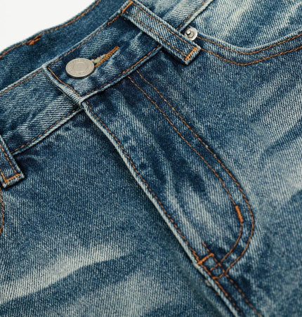 THETLSTUDIO American high street washed cat beard jeans for men and women couples cleanfit retro straight leg slim trousers trend