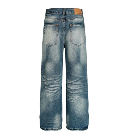 THETLSTUDIO American high street washed cat beard jeans for men and women couples cleanfit retro straight leg slim trousers trend