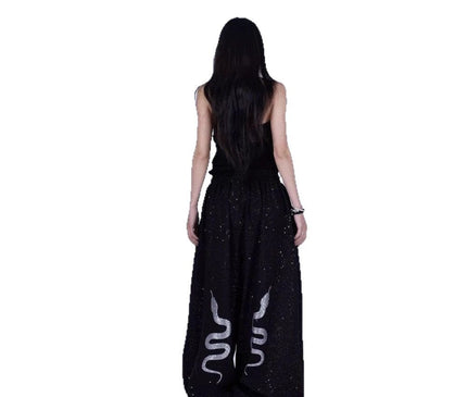 TALKLESSFASHION American hot diamond sprinkled sparkling snake print glitter pants women's loose street dance jazz jzza casual sports sweatpants