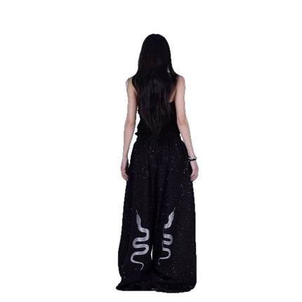 TALKLESSFASHION American hot diamond sprinkled sparkling snake print glitter pants women's loose street dance jazz jzza casual sports sweatpants