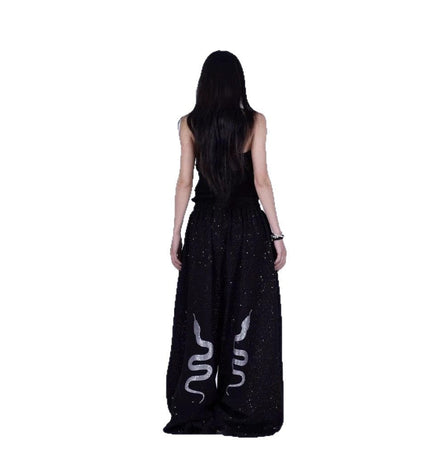 THETLSTUDIO American hot diamond sprinkled sparkling snake print glitter pants women's loose street dance jazz jzza casual sports sweatpants