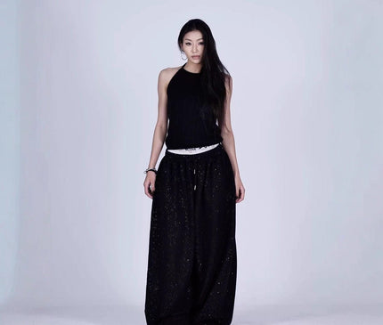 TALKLESSFASHION American hot diamond sprinkled sparkling snake print glitter pants women's loose street dance jazz jzza casual sports sweatpants