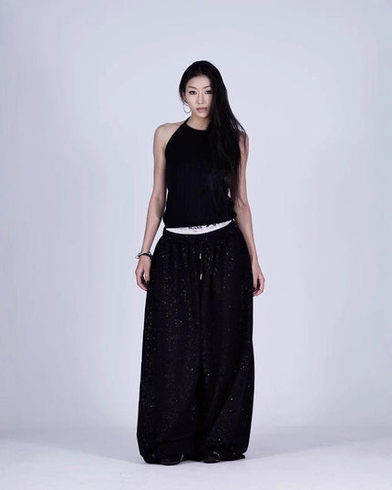 TALKLESSFASHION American hot diamond sprinkled sparkling snake print glitter pants women's loose street dance jazz jzza casual sports sweatpants