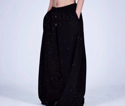 TALKLESSFASHION American hot diamond sprinkled sparkling snake print glitter pants women's loose street dance jazz jzza casual sports sweatpants