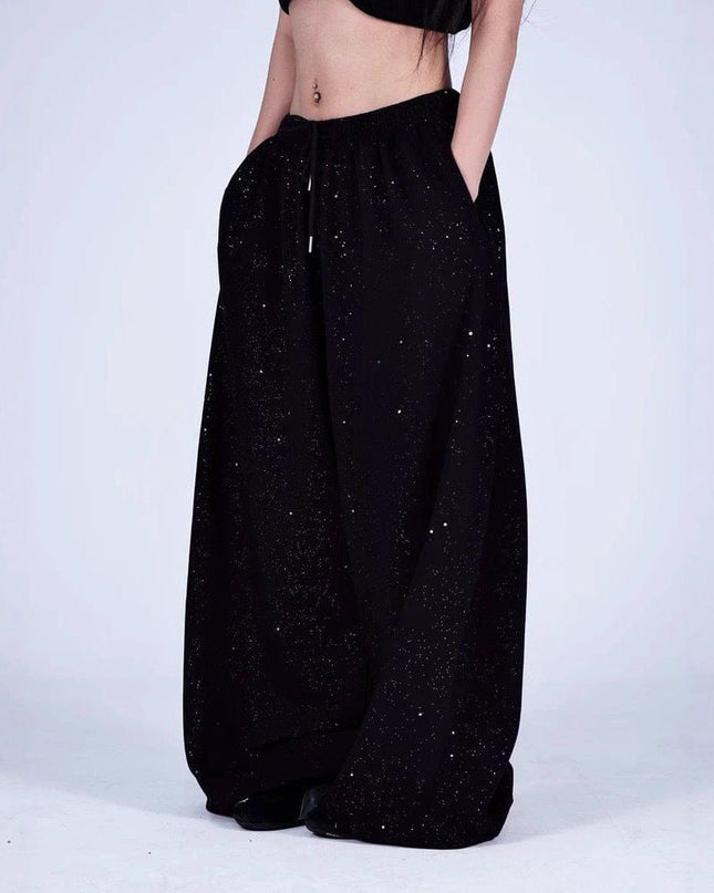 TALKLESSFASHION American hot diamond sprinkled sparkling snake print glitter pants women's loose street dance jazz jzza casual sports sweatpants