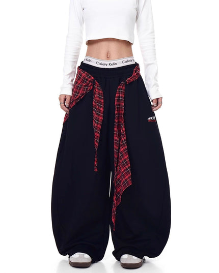 TALKLESSFASHION American ins style Korean trend corset slacks women's autumn loose drape dancing must-have jazz dance scimitar pants