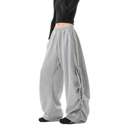 TALKLESSFASHION American lazy and loose streamer strappy gray sweatpants hot girl jazz dance hip hop loose straight scimitar pants