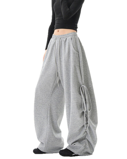 TALKLESSFASHION American lazy and loose streamer strappy gray sweatpants hot girl jazz dance hip hop loose straight scimitar pants