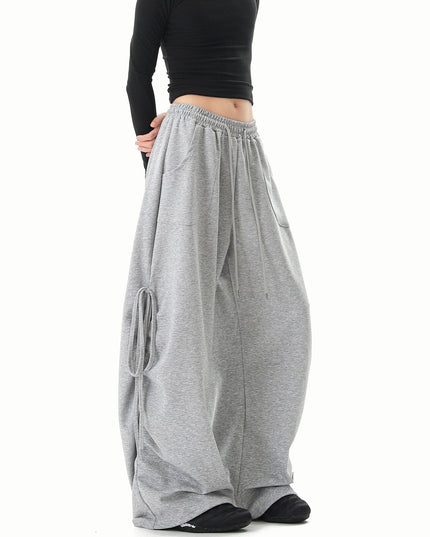 TALKLESSFASHION American lazy and loose streamer strappy gray sweatpants hot girl jazz dance hip hop loose straight scimitar pants