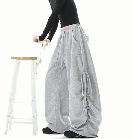 THETLSTUDIO American lazy and loose streamer strappy gray sweatpants hot girl jazz dance hip hop loose straight scimitar pants