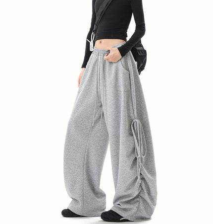 THETLSTUDIO American lazy and loose streamer strappy gray sweatpants hot girl jazz dance hip hop loose straight scimitar pants