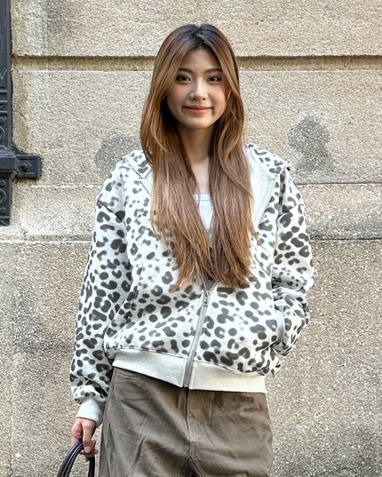 TALKLESSFASHION American leopard print hooded