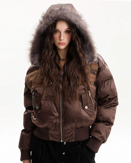 TALKLESSFASHION American mountain carved fur collar jacket