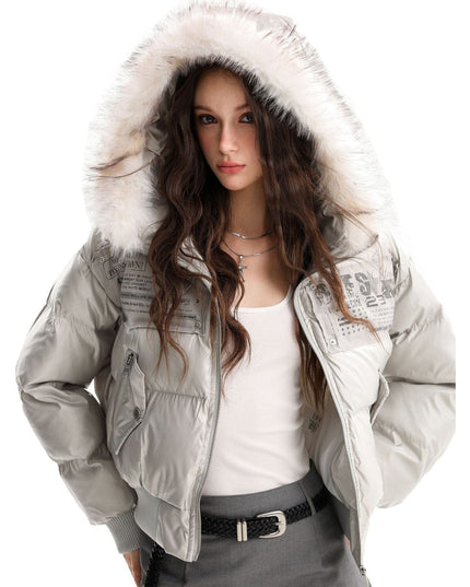 TALKLESSFASHION American mountain carved fur collar jacket