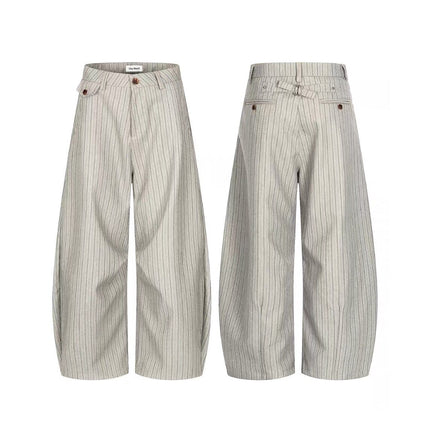 TALKLESSFASHION American retro casual versatile striped trousers for men and women, spring and autumn loose wide-leg scimitar pants, old money style high-end