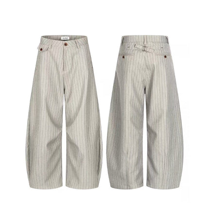 TALKLESSFASHION American retro casual versatile striped trousers for men and women, spring and autumn loose wide-leg scimitar pants, old money style high-end