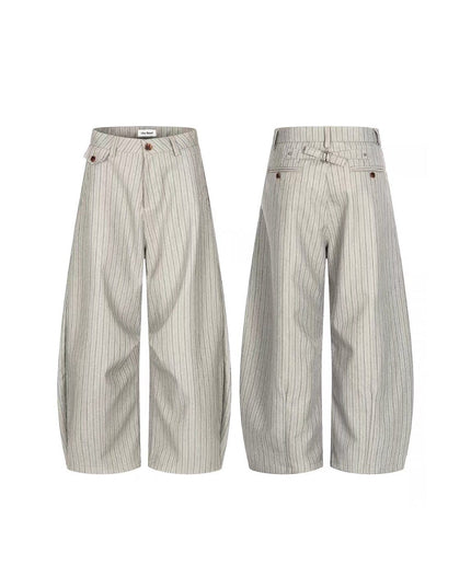 TALKLESSFASHION American retro casual versatile striped trousers for men and women, spring and autumn loose wide-leg scimitar pants, old money style high-end