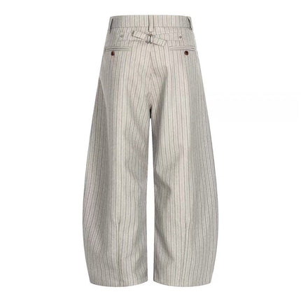 TALKLESSFASHION American retro casual versatile striped trousers for men and women, spring and autumn loose wide-leg scimitar pants, old money style high-end
