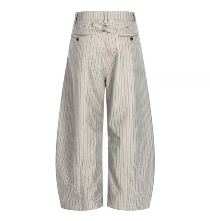 TALKLESSFASHION American retro casual versatile striped trousers for men and women, spring and autumn loose wide-leg scimitar pants, old money style high-end