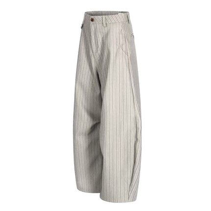 TALKLESSFASHION American retro casual versatile striped trousers for men and women, spring and autumn loose wide-leg scimitar pants, old money style high-end