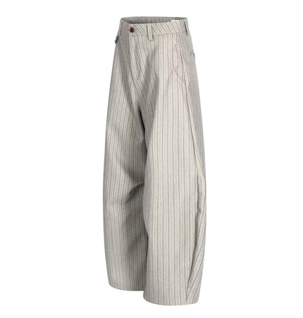 TALKLESSFASHION American retro casual versatile striped trousers for men and women, spring and autumn loose wide-leg scimitar pants, old money style high-end