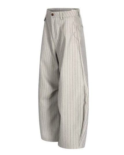 TALKLESSFASHION American retro casual versatile striped trousers for men and women, spring and autumn loose wide-leg scimitar pants, old money style high-end