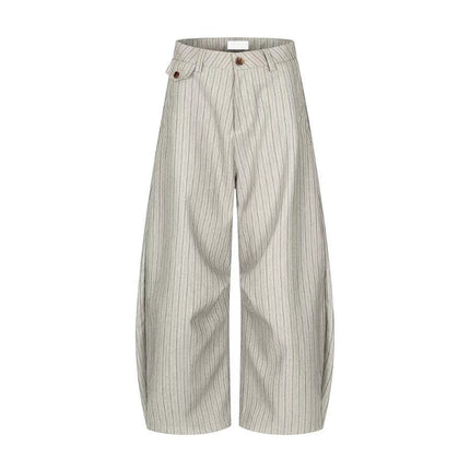 TALKLESSFASHION American retro casual versatile striped trousers for men and women, spring and autumn loose wide-leg scimitar pants, old money style high-end