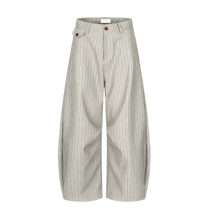 TALKLESSFASHION American retro casual versatile striped trousers for men and women, spring and autumn loose wide-leg scimitar pants, old money style high-end