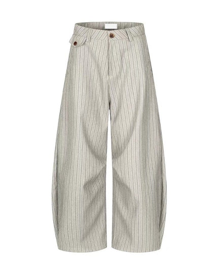 TALKLESSFASHION American retro casual versatile striped trousers for men and women, spring and autumn loose wide-leg scimitar pants, old money style high-end