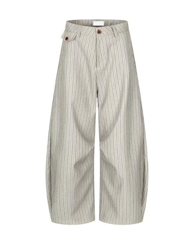 TALKLESSFASHION American retro casual versatile striped trousers for men and women, spring and autumn loose wide-leg scimitar pants, old money style high-end