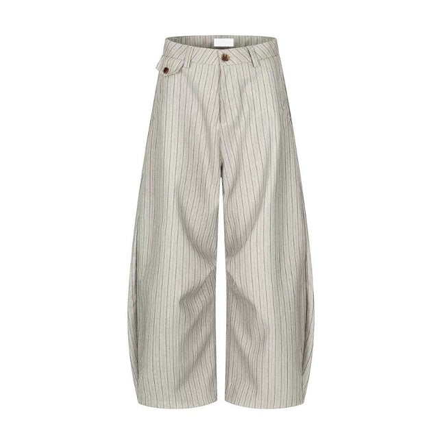 TALKLESSFASHION American retro casual versatile striped trousers for men and women, spring and autumn loose wide-leg scimitar pants, old money style high-end