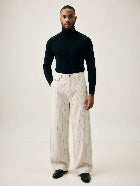 TALKLESSFASHION American retro casual versatile striped trousers for men and women, spring and autumn loose wide-leg scimitar pants, old money style high-end