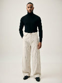 TALKLESSFASHION American retro casual versatile striped trousers for men and women, spring and autumn loose wide-leg scimitar pants, old money style high-end