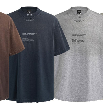 THETLSTUDIO American retro half-spray abrasion wash design sense short sleeve T-shirt for men and women street fashion brand hip-hop loose body shirt