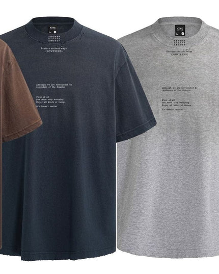 TALKLESSFASHION American retro half-spray abrasion wash design sense short sleeve T-shirt for men and women street fashion brand hip-hop loose body shirt