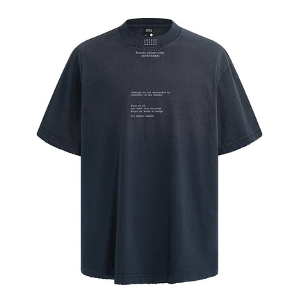 TALKLESSFASHION American retro half-spray abrasion wash design sense short sleeve T-shirt for men and women street fashion brand hip-hop loose body shirt